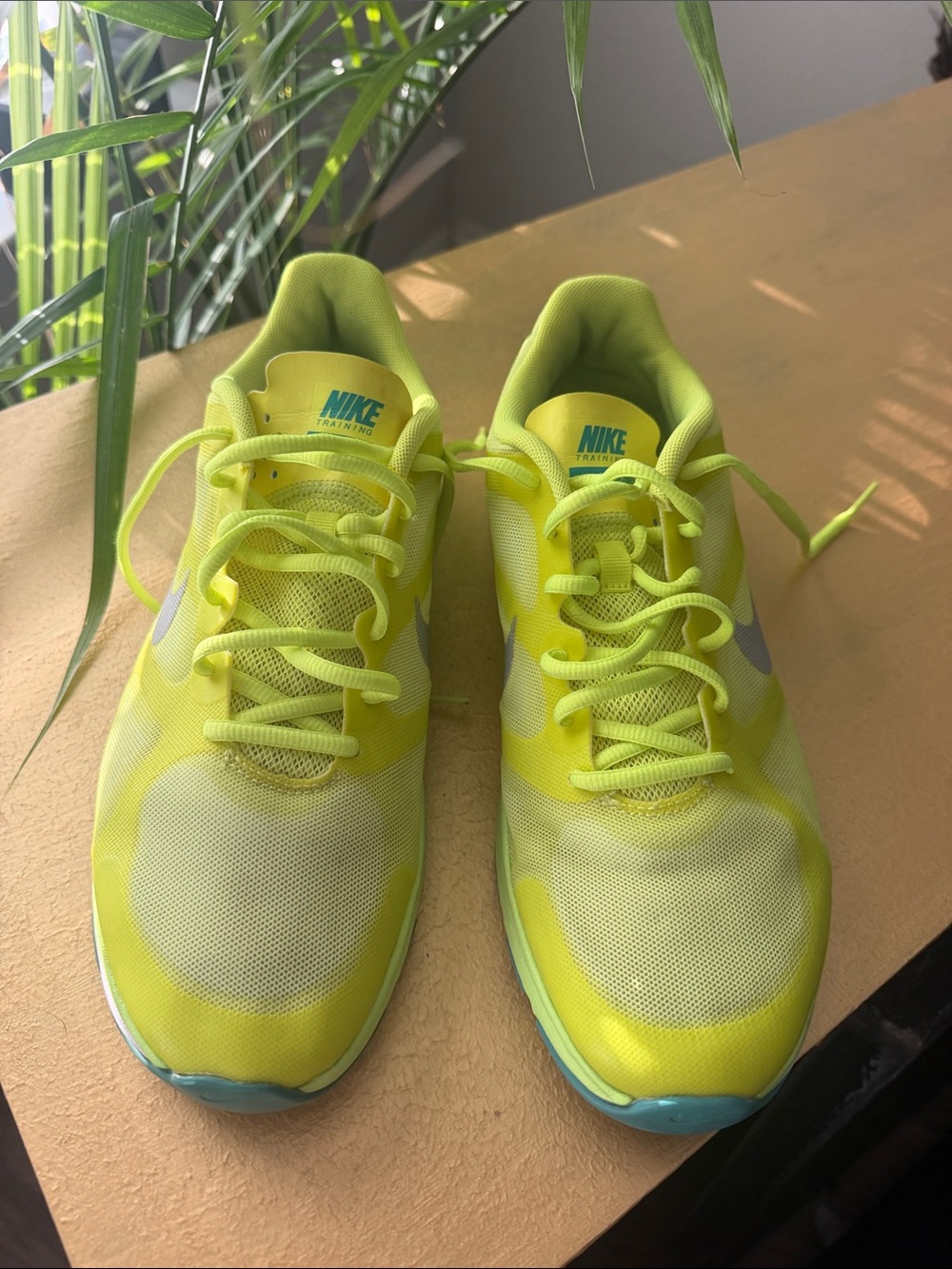 Nike Bright Yellow Running Shoes with Teal Accents - Picture 3 of 6